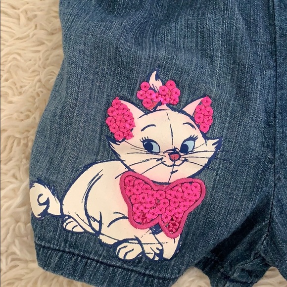 DISNEY Toddler Girls Character “Marie” Ruffled Soft Denim Romper Size 18M EUC - Picture 3 of 6